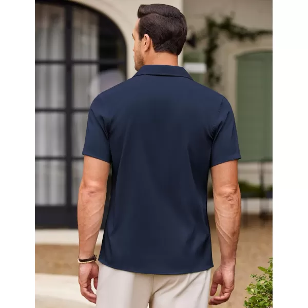 COOFANDY Men's Casual Button Down Shirts Short Sleeve Summer Beach Shirt Fashion Textured Shirts with Pocket