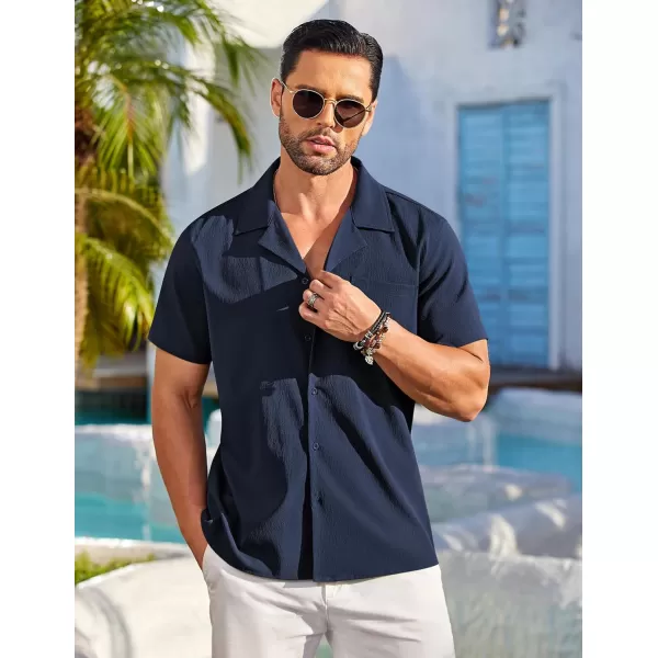 COOFANDY Men's Casual Button Down Shirts Short Sleeve Summer Beach Shirt Fashion Textured Shirts with Pocket