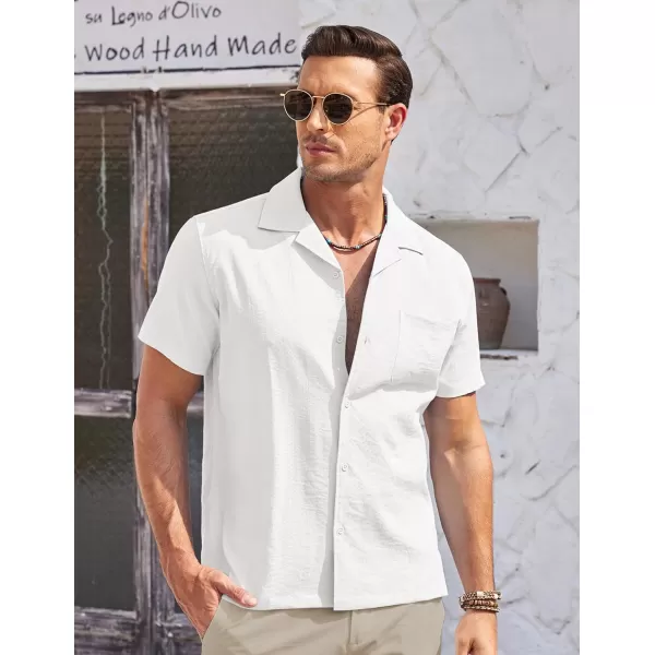 COOFANDY Men's Casual Button Down Shirts Short Sleeve Summer Cuban Vacation Beach Shirts