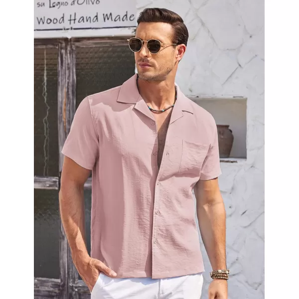 COOFANDY Men's Casual Button Down Shirts Short Sleeve Summer Cuban Vacation Beach Shirts