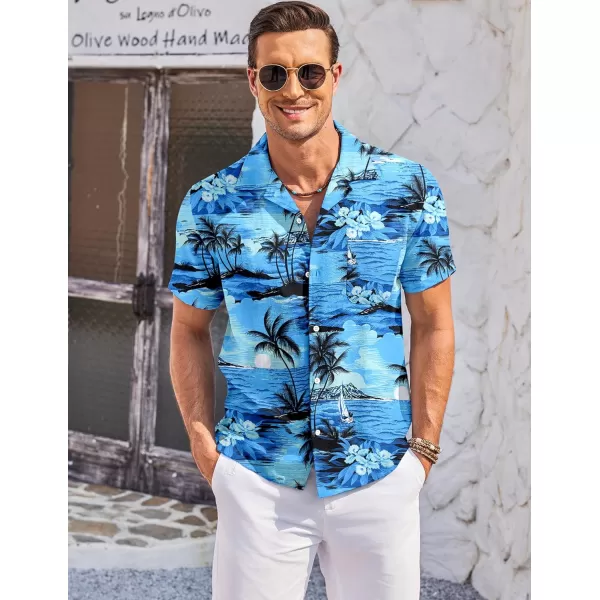 COOFANDY Men's Casual Button Down Shirts Short Sleeve Summer Cuban Vacation Beach Shirts