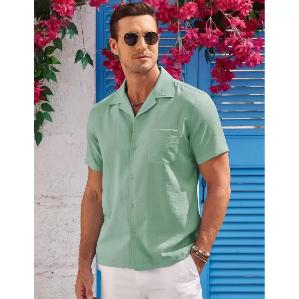 COOFANDY Men's Casual Button Down Shirts Short Sleeve Summer Cuban Vacation Beach Shirts