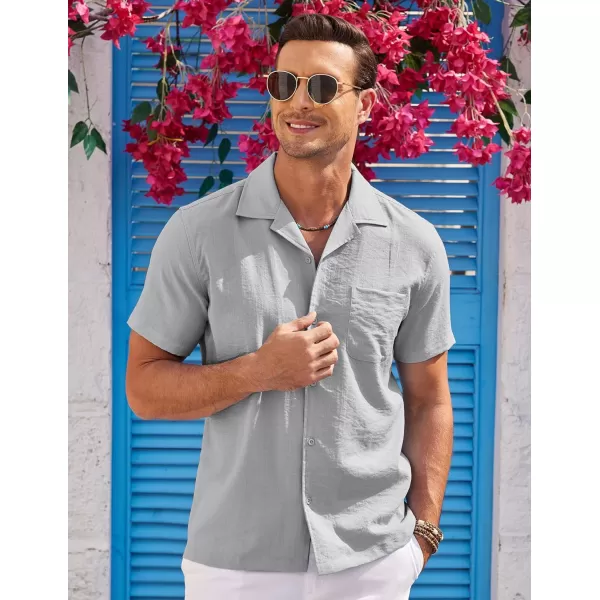 COOFANDY Men's Casual Button Down Shirts Short Sleeve Summer Cuban Vacation Beach Shirts