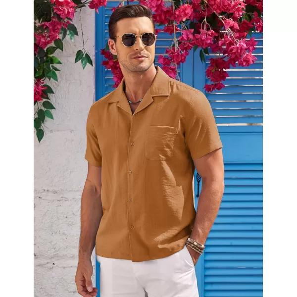 COOFANDY Men's Casual Button Down Shirts Short Sleeve Summer Cuban Vacation Beach Shirts