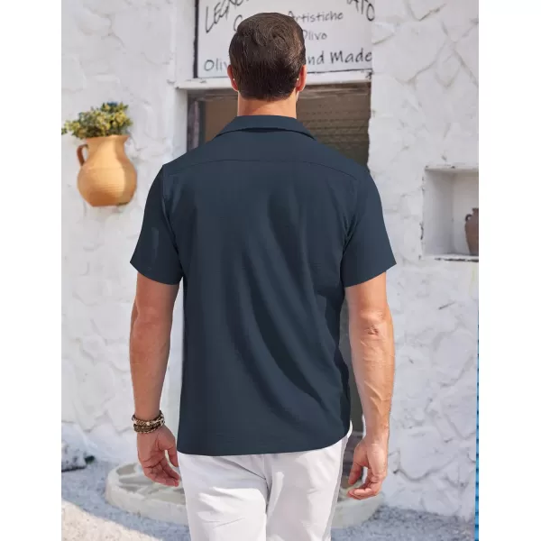 COOFANDY Men's Casual Button Down Shirts Short Sleeve Summer Cuban Vacation Beach Shirts