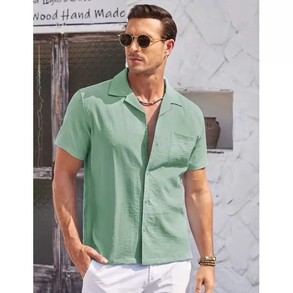 COOFANDY Men's Casual Button Down Shirts Short Sleeve Summer Cuban Vacation Beach Shirts