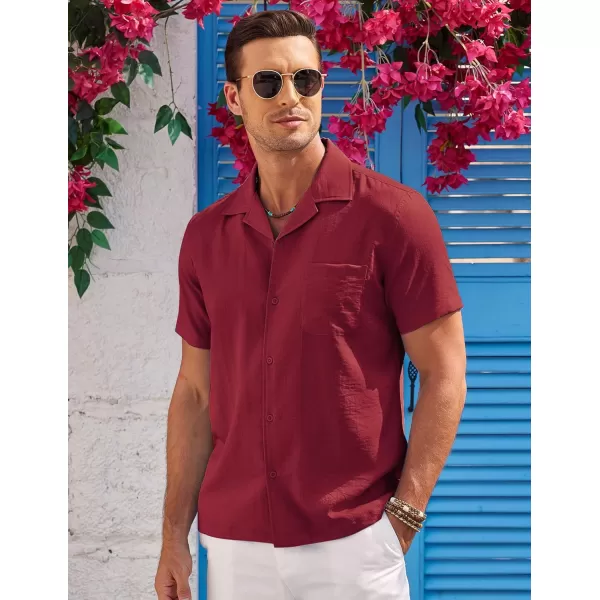 COOFANDY Men's Casual Button Down Shirts Short Sleeve Summer Cuban Vacation Beach Shirts