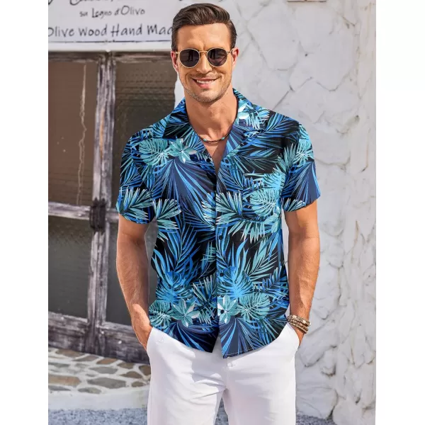 COOFANDY Men's Casual Button Down Shirts Short Sleeve Summer Cuban Vacation Beach Shirts