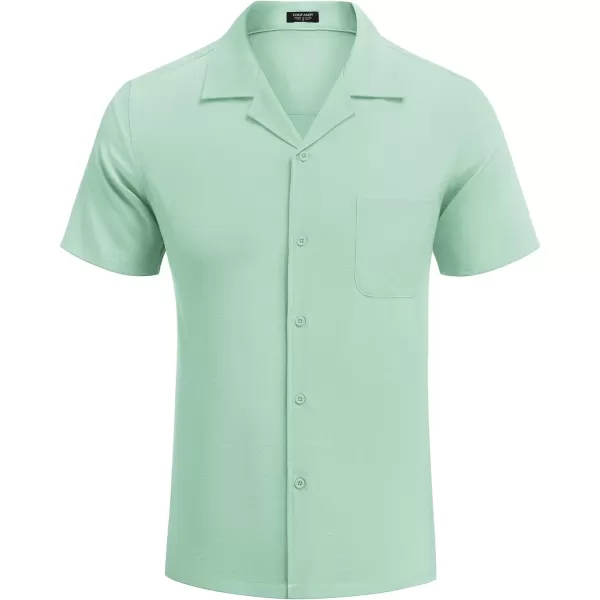 COOFANDY Men's Casual Button Down Shirts Short Sleeve Summer Cuban Vacation Beach Shirts