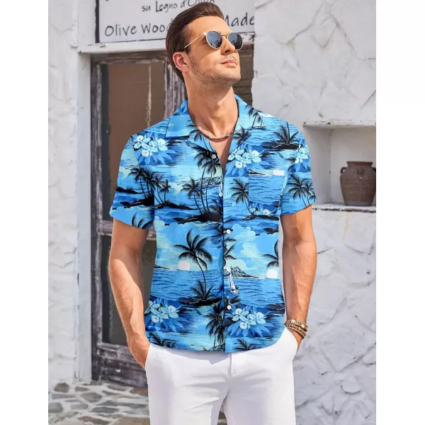 COOFANDY Men's Casual Button Down Shirts Short Sleeve Summer Cuban Vacation Beach Shirts