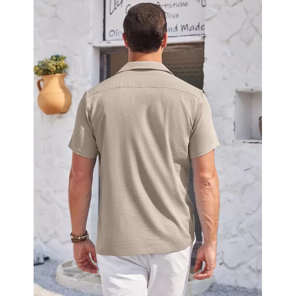 COOFANDY Men's Casual Button Down Shirts Short Sleeve Summer Cuban Vacation Beach Shirts