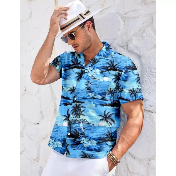 COOFANDY Men's Casual Button Down Shirts Short Sleeve Summer Cuban Vacation Beach Shirts