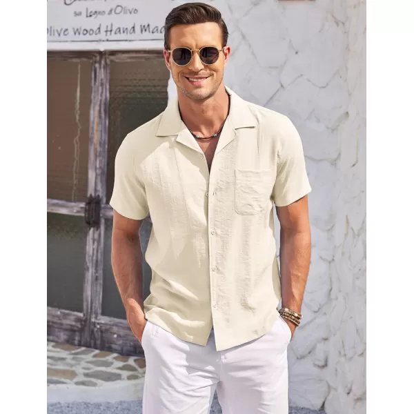 COOFANDY Men's Casual Button Down Shirts Short Sleeve Summer Cuban Vacation Beach Shirts