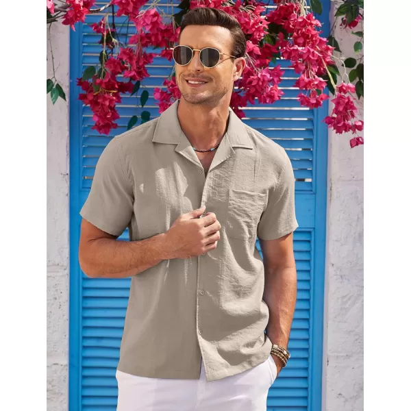 COOFANDY Men's Casual Button Down Shirts Short Sleeve Summer Cuban Vacation Beach Shirts