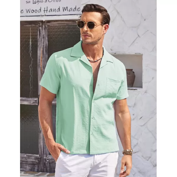COOFANDY Men's Casual Button Down Shirts Short Sleeve Summer Cuban Vacation Beach Shirts