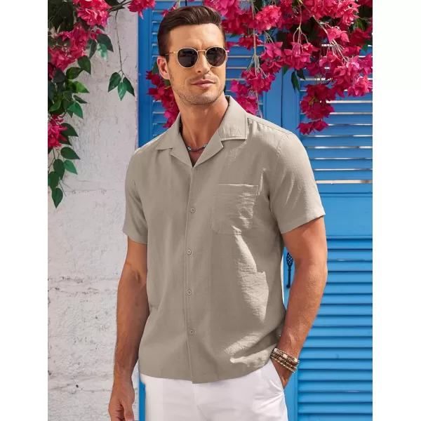 COOFANDY Men's Casual Button Down Shirts Short Sleeve Summer Cuban Vacation Beach Shirts