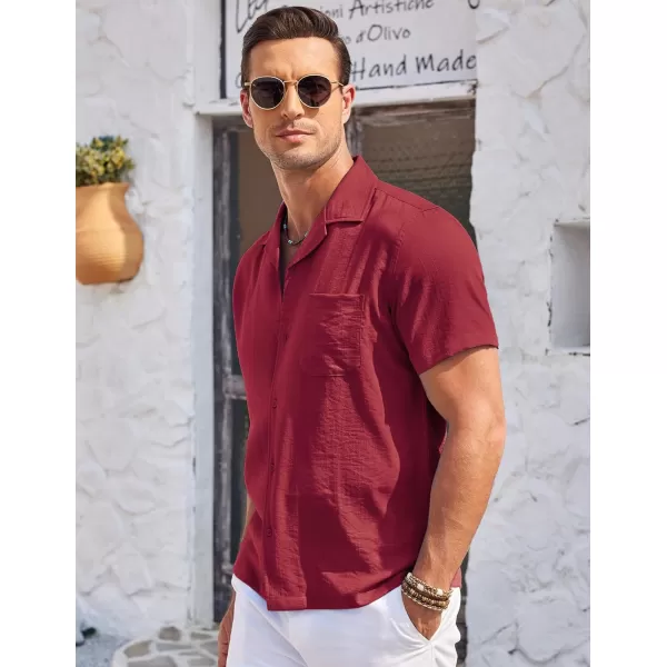 COOFANDY Men's Casual Button Down Shirts Short Sleeve Summer Cuban Vacation Beach Shirts