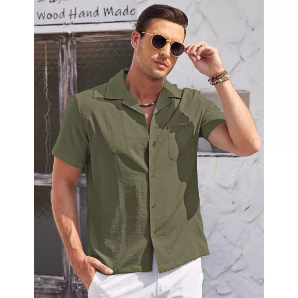 COOFANDY Men's Casual Button Down Shirts Short Sleeve Summer Cuban Vacation Beach Shirts