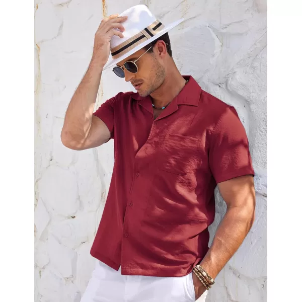 COOFANDY Men's Casual Button Down Shirts Short Sleeve Summer Cuban Vacation Beach Shirts