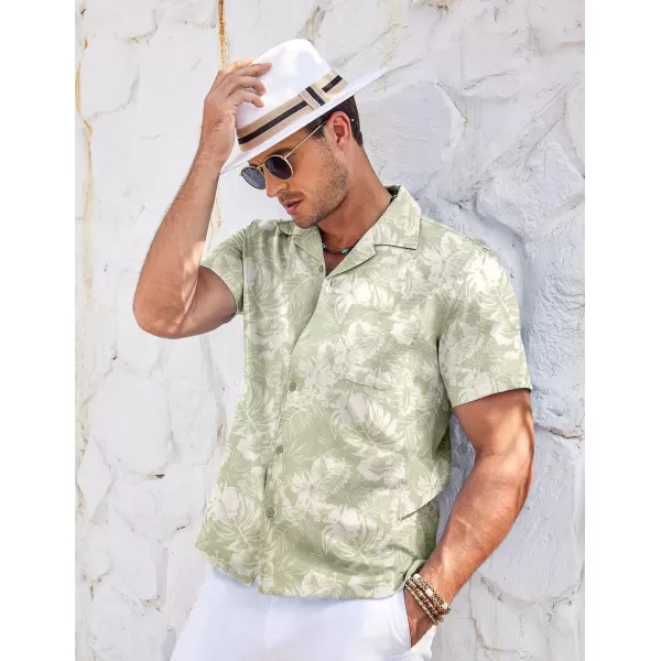 COOFANDY Men's Casual Button Down Shirts Short Sleeve Summer Cuban Vacation Beach Shirts