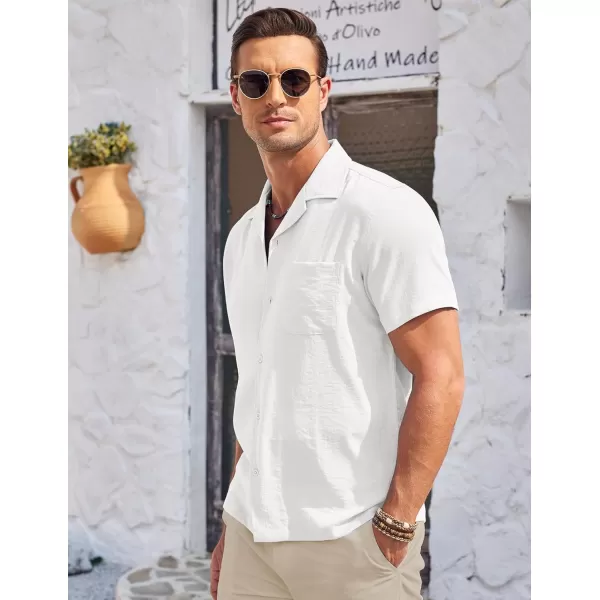 COOFANDY Men's Casual Button Down Shirts Short Sleeve Summer Cuban Vacation Beach Shirts