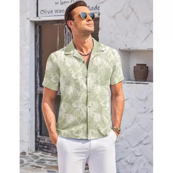 COOFANDY Men's Casual Button Down Shirts Short Sleeve Summer Cuban Vacation Beach Shirts