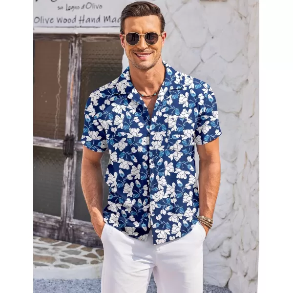 COOFANDY Men's Casual Button Down Shirts Short Sleeve Summer Cuban Vacation Beach Shirts