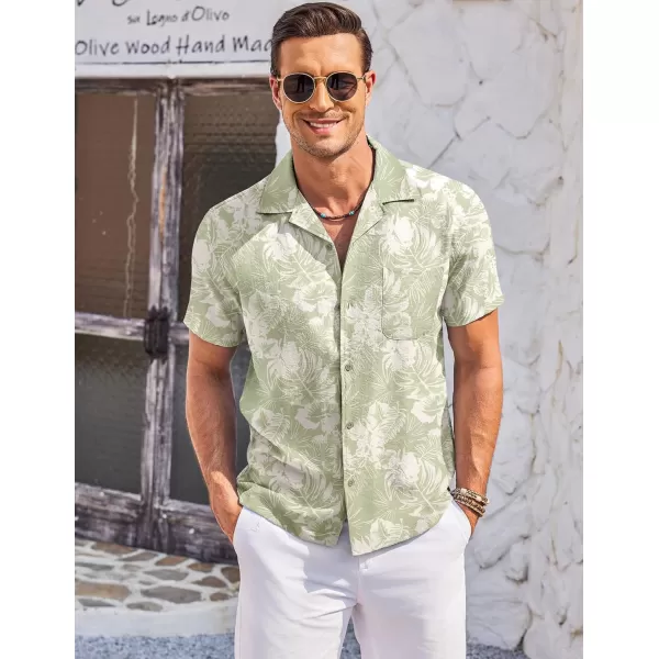 COOFANDY Men's Casual Button Down Shirts Short Sleeve Summer Cuban Vacation Beach Shirts