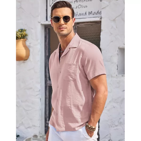 COOFANDY Men's Casual Button Down Shirts Short Sleeve Summer Cuban Vacation Beach Shirts