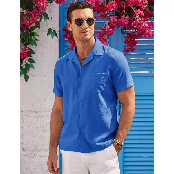 COOFANDY Men's Casual Button Down Shirts Short Sleeve Summer Cuban Vacation Beach Shirts