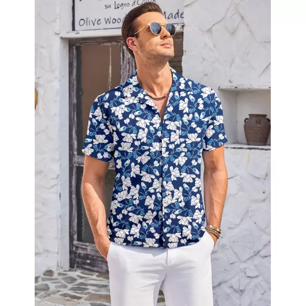 COOFANDY Men's Casual Button Down Shirts Short Sleeve Summer Cuban Vacation Beach Shirts