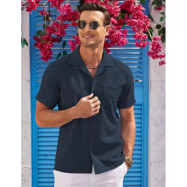 COOFANDY Men's Casual Button Down Shirts Short Sleeve Summer Cuban Vacation Beach Shirts