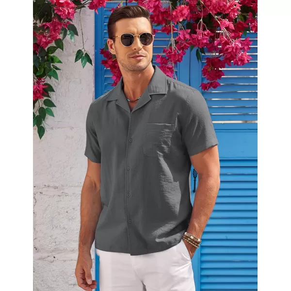COOFANDY Men's Casual Button Down Shirts Short Sleeve Summer Cuban Vacation Beach Shirts