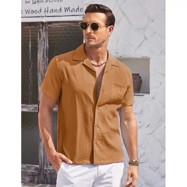 COOFANDY Men's Casual Button Down Shirts Short Sleeve Summer Cuban Vacation Beach Shirts