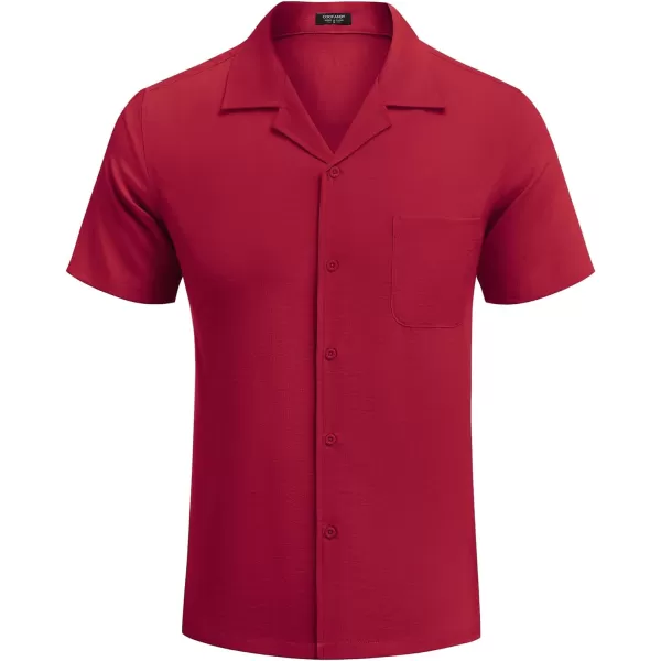 COOFANDY Men's Casual Button Down Shirts Short Sleeve Summer Cuban Vacation Beach Shirts
