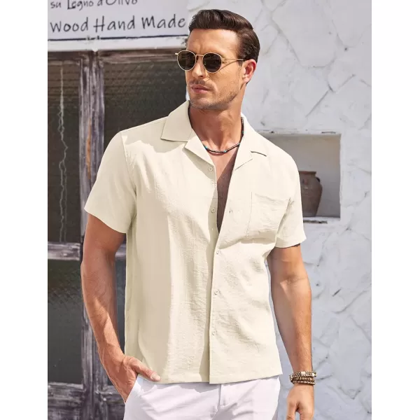 COOFANDY Men's Casual Button Down Shirts Short Sleeve Summer Cuban Vacation Beach Shirts