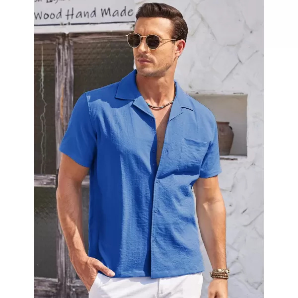 COOFANDY Men's Casual Button Down Shirts Short Sleeve Summer Cuban Vacation Beach Shirts