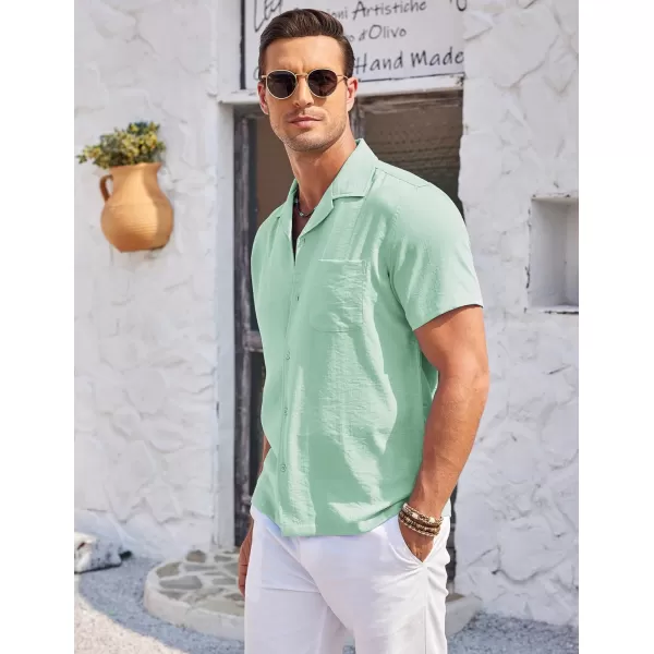 COOFANDY Men's Casual Button Down Shirts Short Sleeve Summer Cuban Vacation Beach Shirts