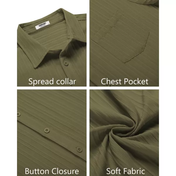 COOFANDY Men's Casual Button Down Shirts Short Sleeve Textured Linen Summer Beach Shirt with Pocket