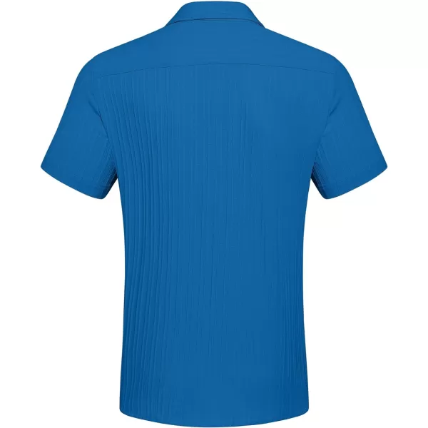 COOFANDY Men's Casual Button Down Shirts Short Sleeve Textured Linen Summer Beach Shirt with Pocket