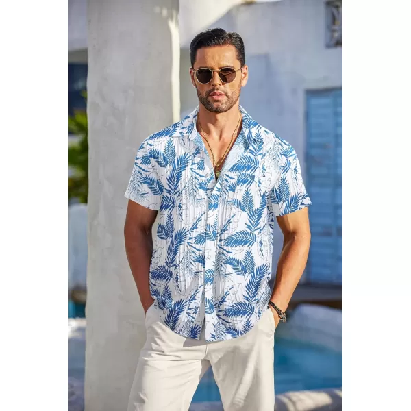 COOFANDY Men's Casual Button Down Shirts Short Sleeve Textured Linen Summer Beach Shirt with Pocket