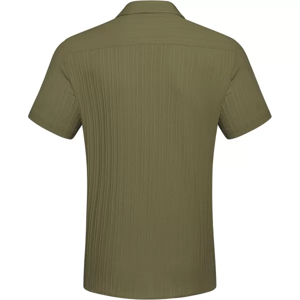 COOFANDY Men's Casual Button Down Shirts Short Sleeve Textured Linen Summer Beach Shirt with Pocket