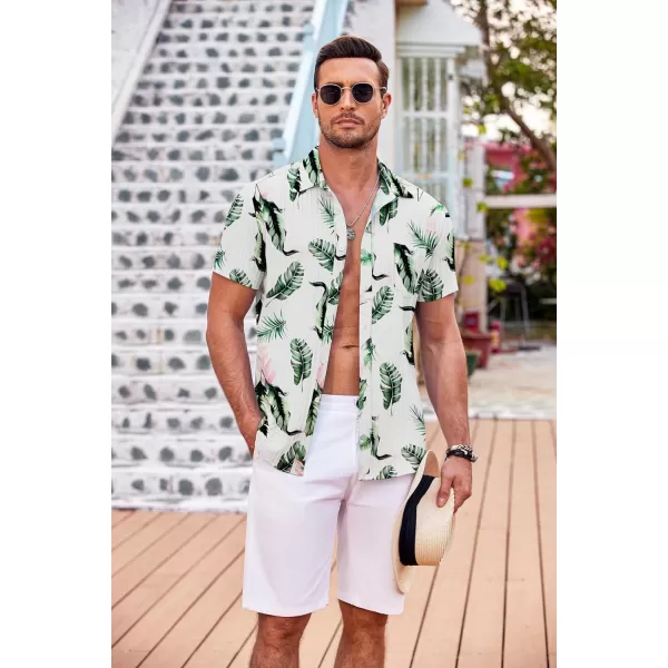 COOFANDY Men's Casual Button Down Shirts Short Sleeve Textured Linen Summer Beach Shirt with Pocket