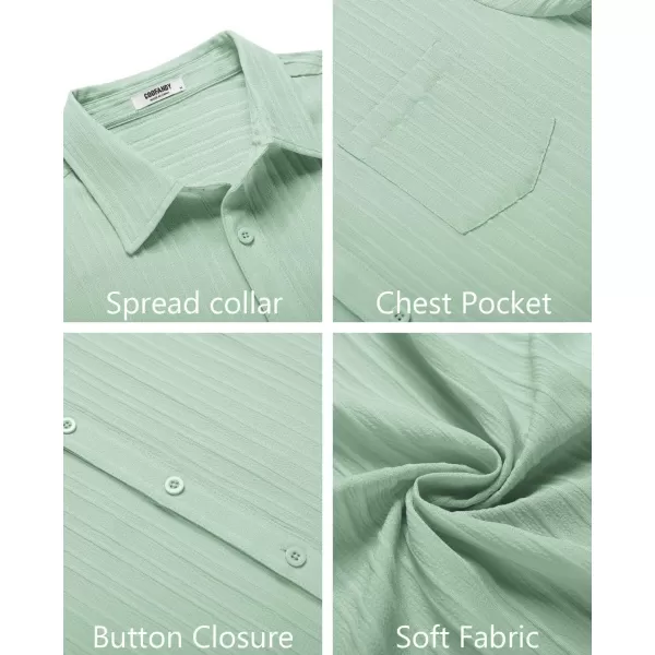 COOFANDY Men's Casual Button Down Shirts Short Sleeve Textured Linen Summer Beach Shirt with Pocket