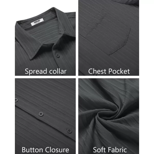 COOFANDY Men's Casual Button Down Shirts Short Sleeve Textured Linen Summer Beach Shirt with Pocket