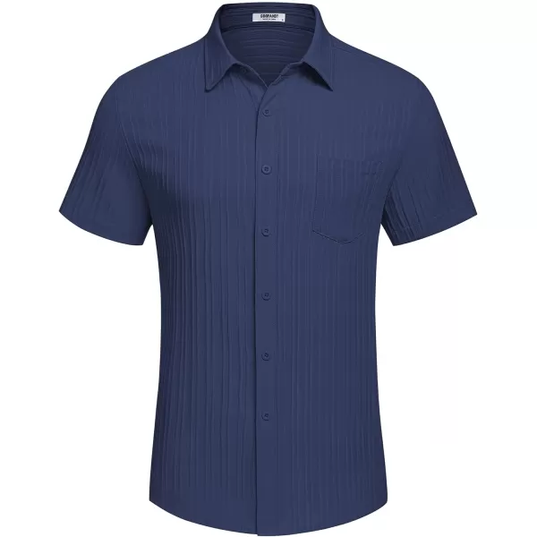 COOFANDY Men's Casual Button Down Shirts Short Sleeve Textured Linen Summer Beach Shirt with Pocket