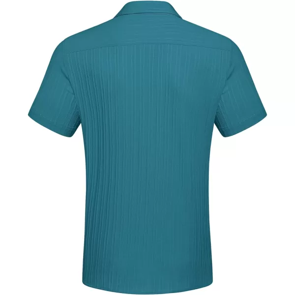 COOFANDY Men's Casual Button Down Shirts Short Sleeve Textured Linen Summer Beach Shirt with Pocket