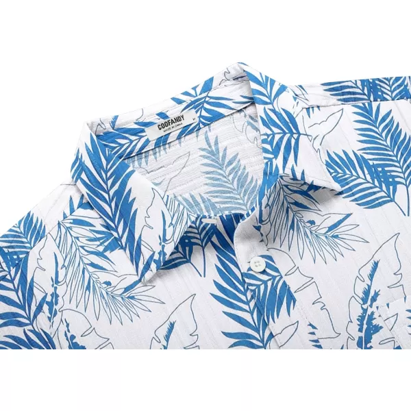 COOFANDY Men's Casual Button Down Shirts Short Sleeve Textured Linen Summer Beach Shirt with Pocket
