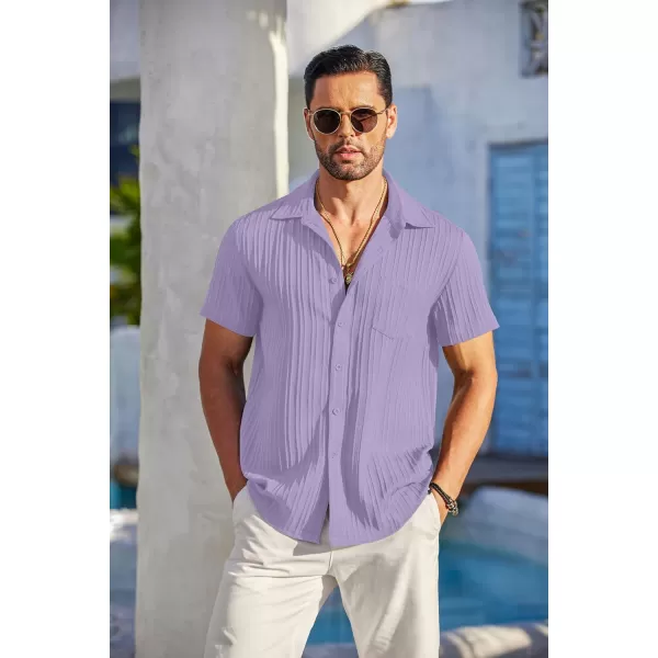 COOFANDY Men's Casual Button Down Shirts Short Sleeve Textured Linen Summer Beach Shirt with Pocket
