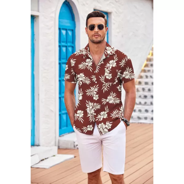 COOFANDY Men's Casual Button Down Shirts Short Sleeve Textured Linen Summer Beach Shirt with Pocket